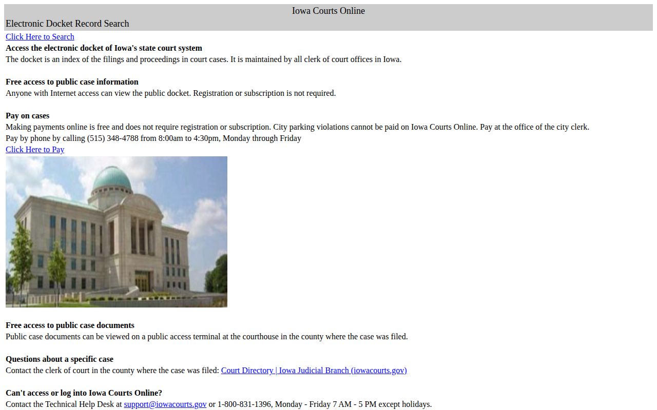 Iowa Courts Online public trial court case search